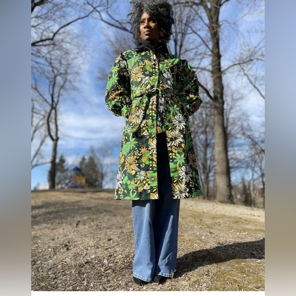 INC International Concepts Floral Trench Coat Belted Long Jacket NWT Size S